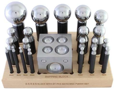Dapping Punch 21 Pc with Matching 2.5" Block Set