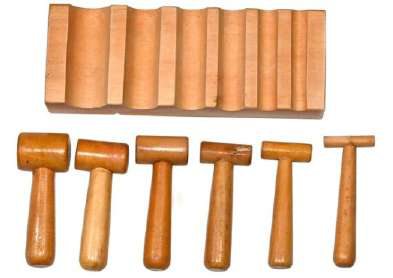 Wooden Forming Block With 6 Pc Hammer Set