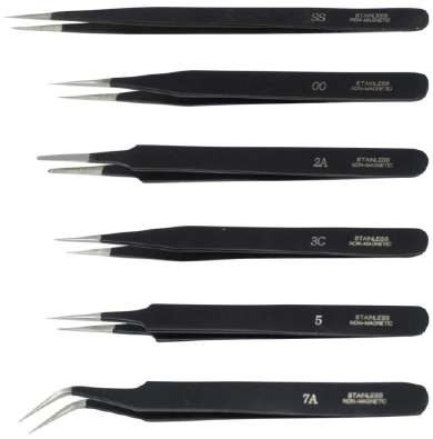 Tweezer Black Set Of 6 Comes In Nice Plastic Pouch