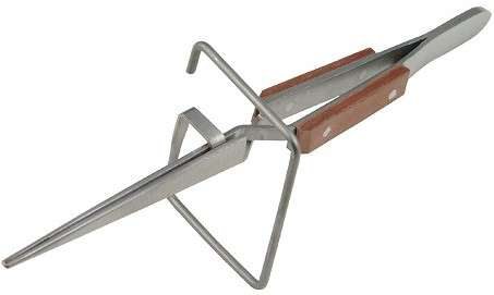Tweezer Cross Lock Straight With Fibre Grip & Stand